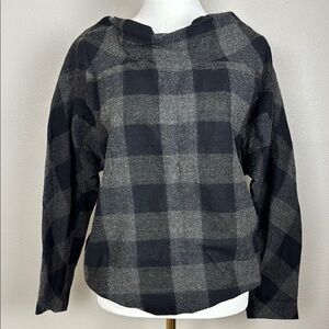 Nicole Farhi Grey & Black Buffalo Check Wool-Blend Longsleeve sz 4 Poland